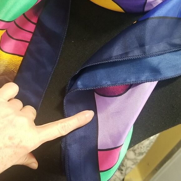 Square Picasso style Scarf Vintage 34x34" - Picture 6 of 15